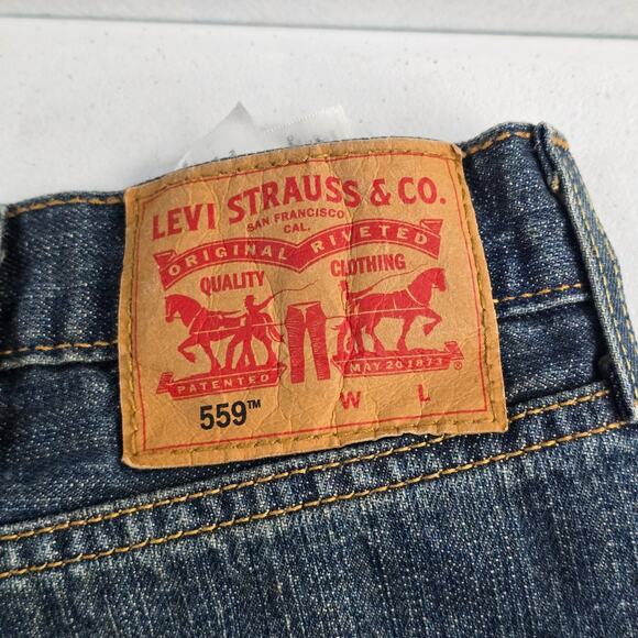 Levi's 559‎ jeans 44x34 blue denim mens 6850 - Picture 3 of 11